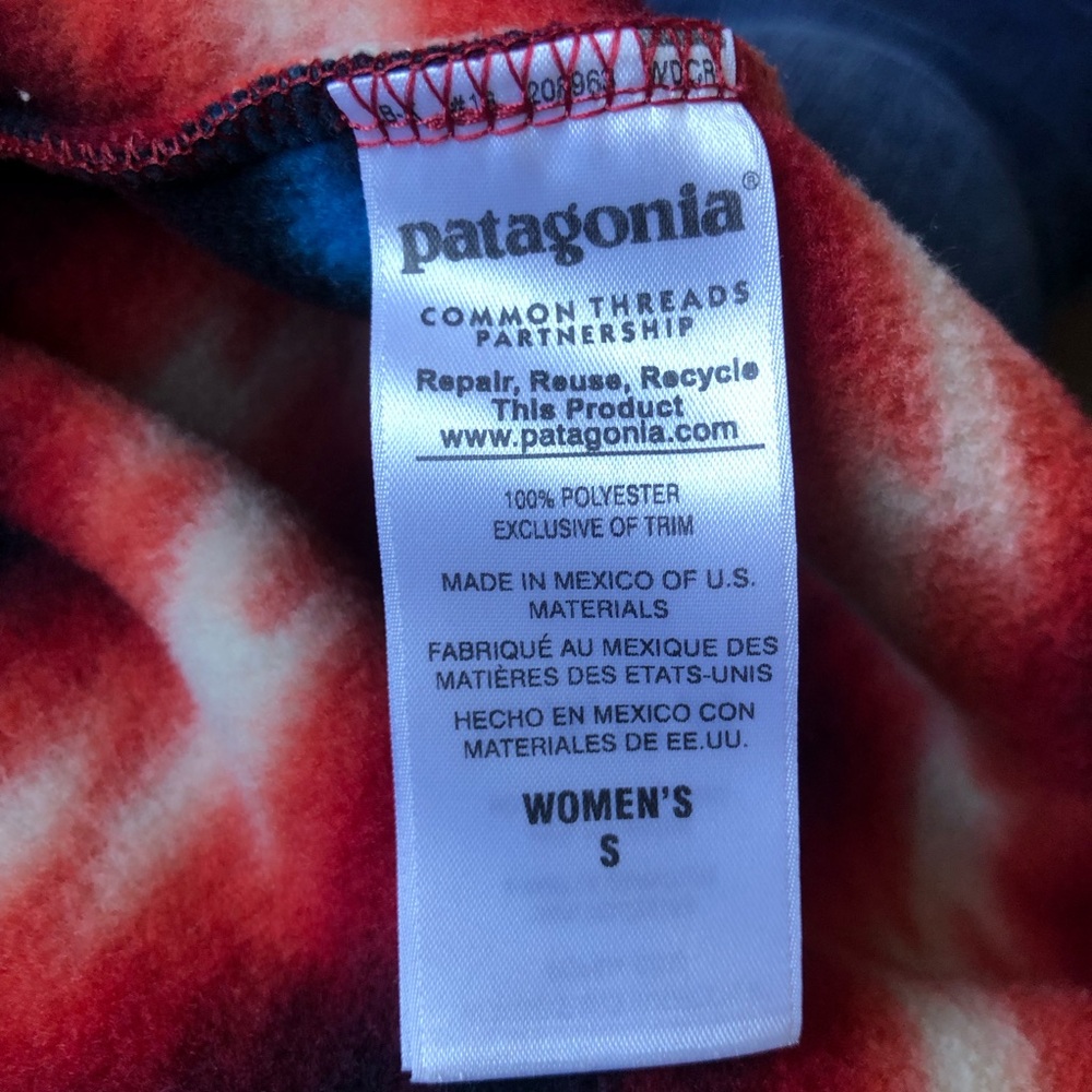 Patagonia Fleece Pullover Women’s Small Red Synchilla Snap Wild Desert Aztec - Picture 7 of 7